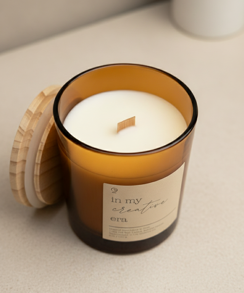 “In My Cinematographer Era” Luxury Candle – Leather & Oak | Eucalyptus & Rose